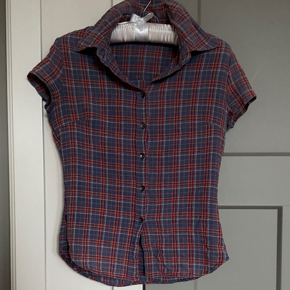 Mango Red and Blue Plaid Shirt